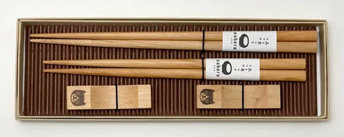 森と暮らすうつわ coberu 夫婦箸ギフト 【D】はちわれネコ箸置き2個付き