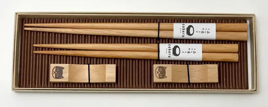 森と暮らすうつわ coberu 夫婦箸ギフト 【C】しろくろネコ箸置き2個付き